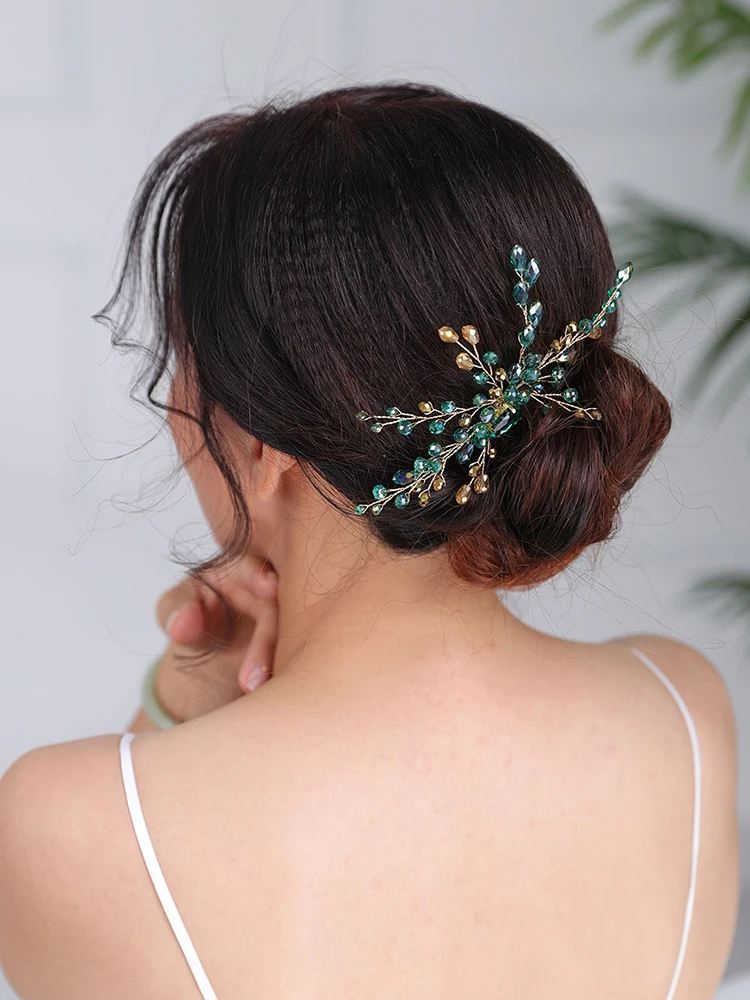 Богемные головные уборы зеленые заколки для волос ручной работы аксессуары