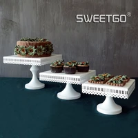 white lace cake stands bakery coffee shop bread coffee display tray metal wedding cake decoration food cupcake plates