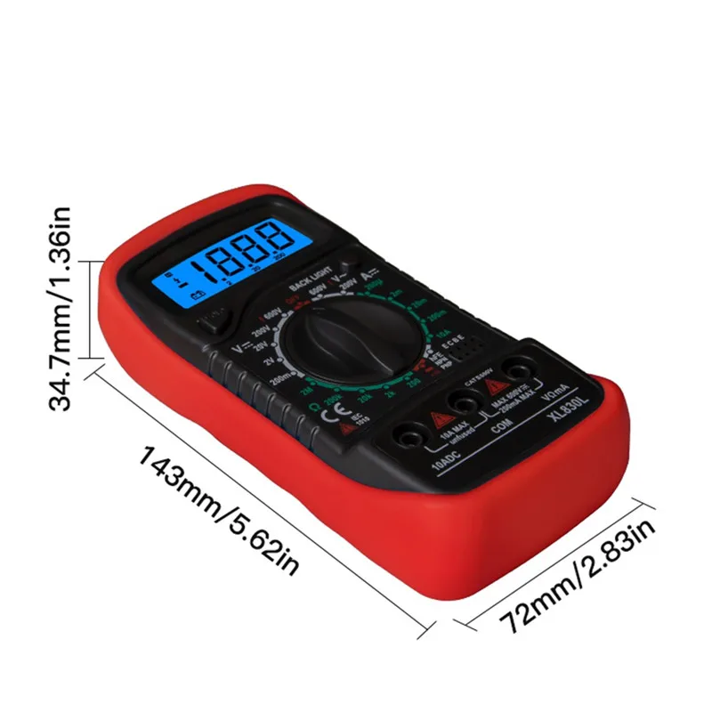 1PCS XL830L Handheld Digital Multimeter LCD Backlight Portable AC/DC Ammeter Voltmeter Ohm Voltage Tester Meter Multimetro hot |