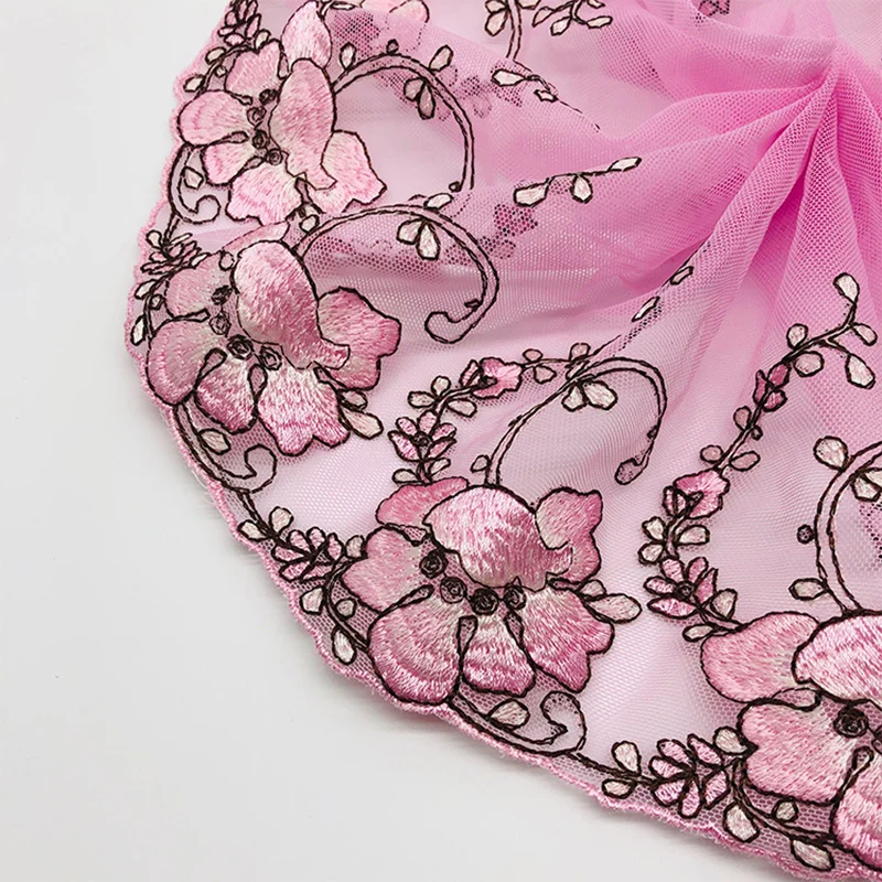 Женская кружевная пряжа с цветочной вышивкой ручной работы из полиэстера 2 ярда