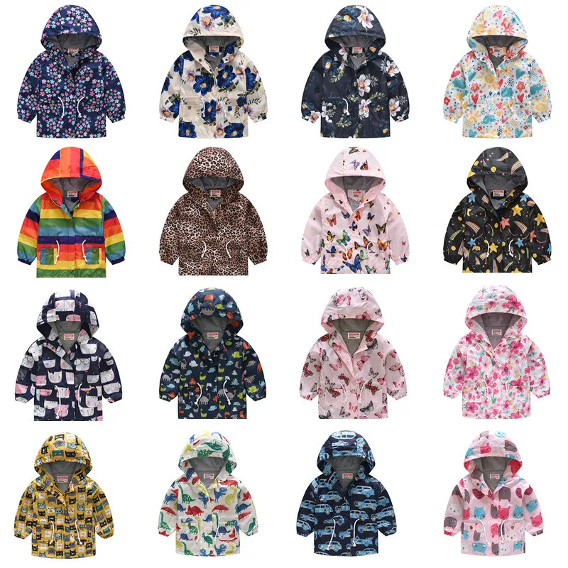 Ветровка с капюшоном для мальчиков и девочек длинная стильная куртка