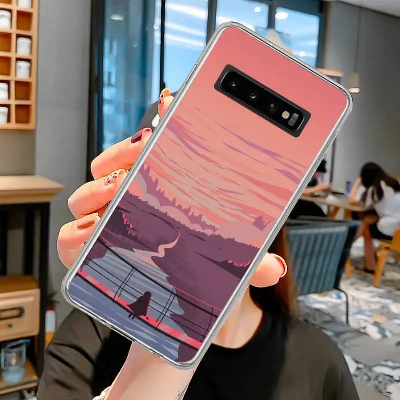 beautiful landscape Phone Case transparent for Samsung S10 plus S10 E(lite) S6 S7 edge S8 S9 Plus Brand