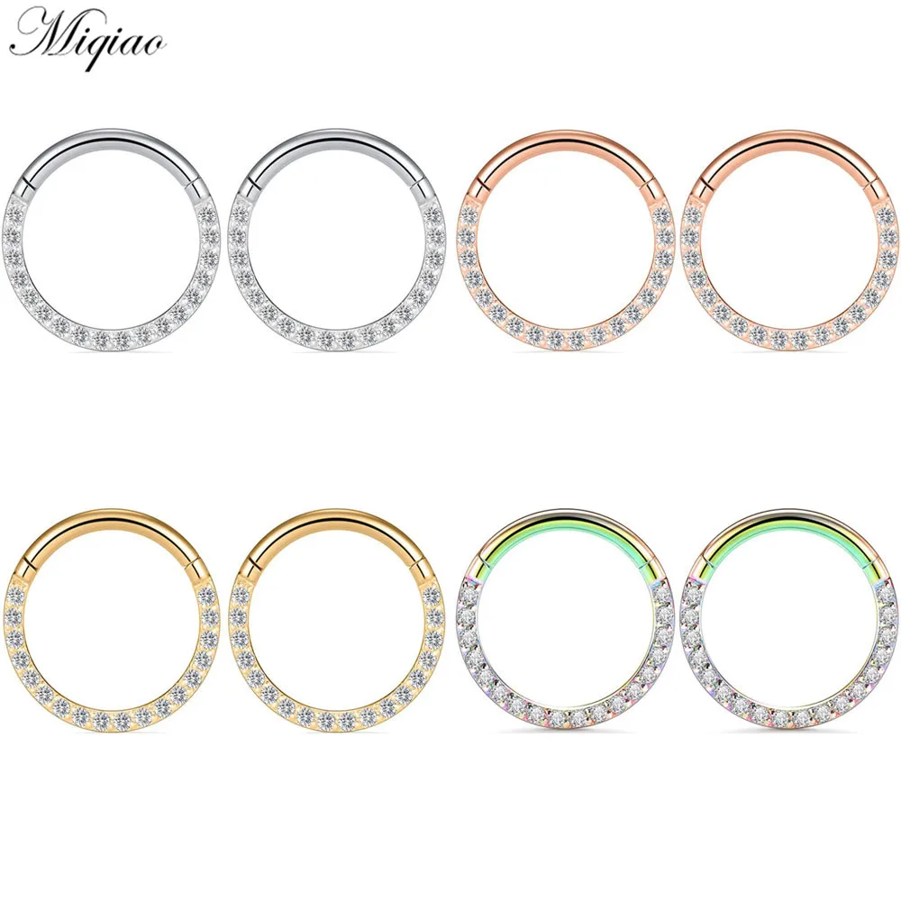 

Miqiao 2pcs Fashionable Explosion Style Stainless Steel Zircon Nose Ring Multifunctional 5mm-8mm Body Exquisite Piercing Jewelry