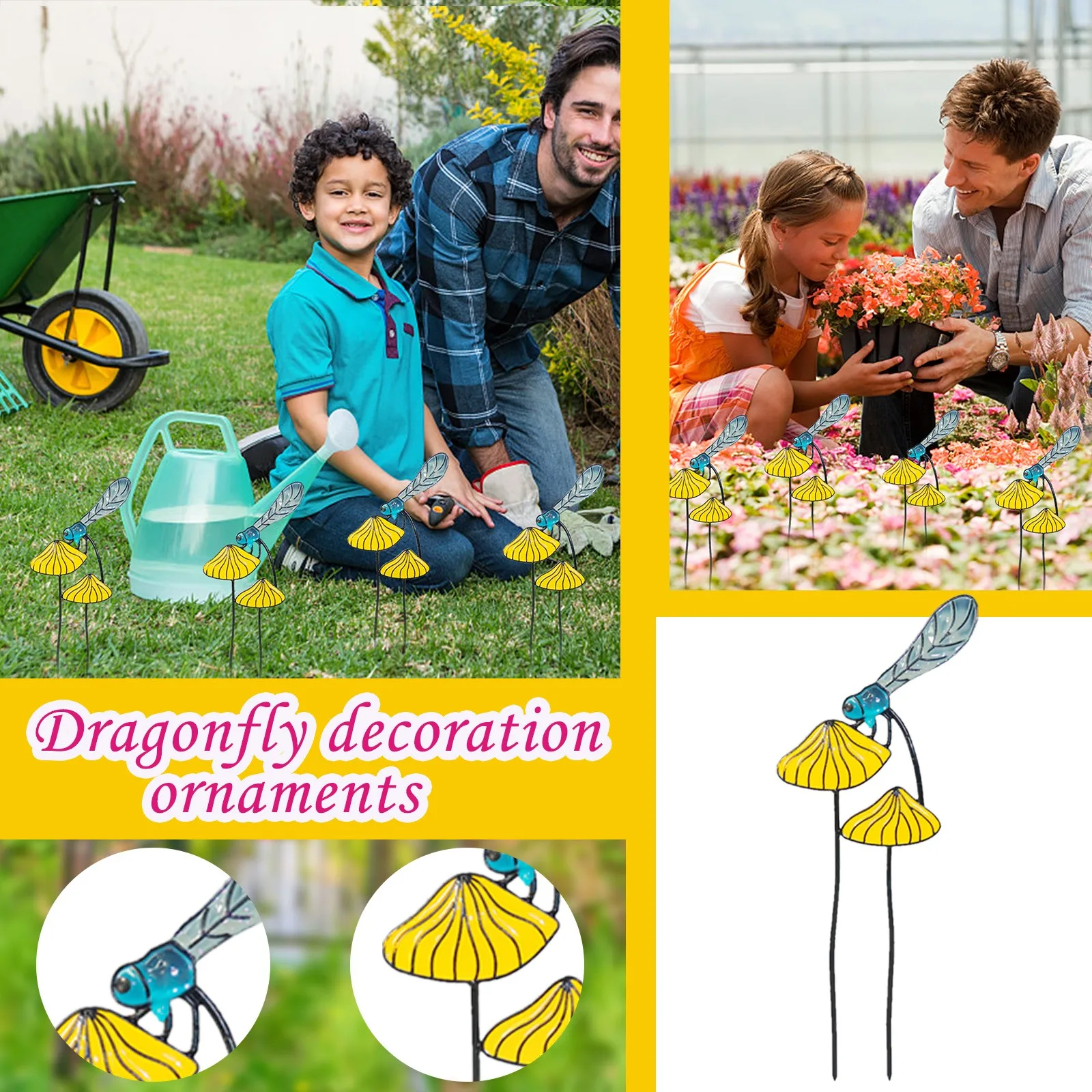 

Flower Pot Decorated Statues With Iron-dragonfly Garden Decoration Sculptures Insert Outdoor Props