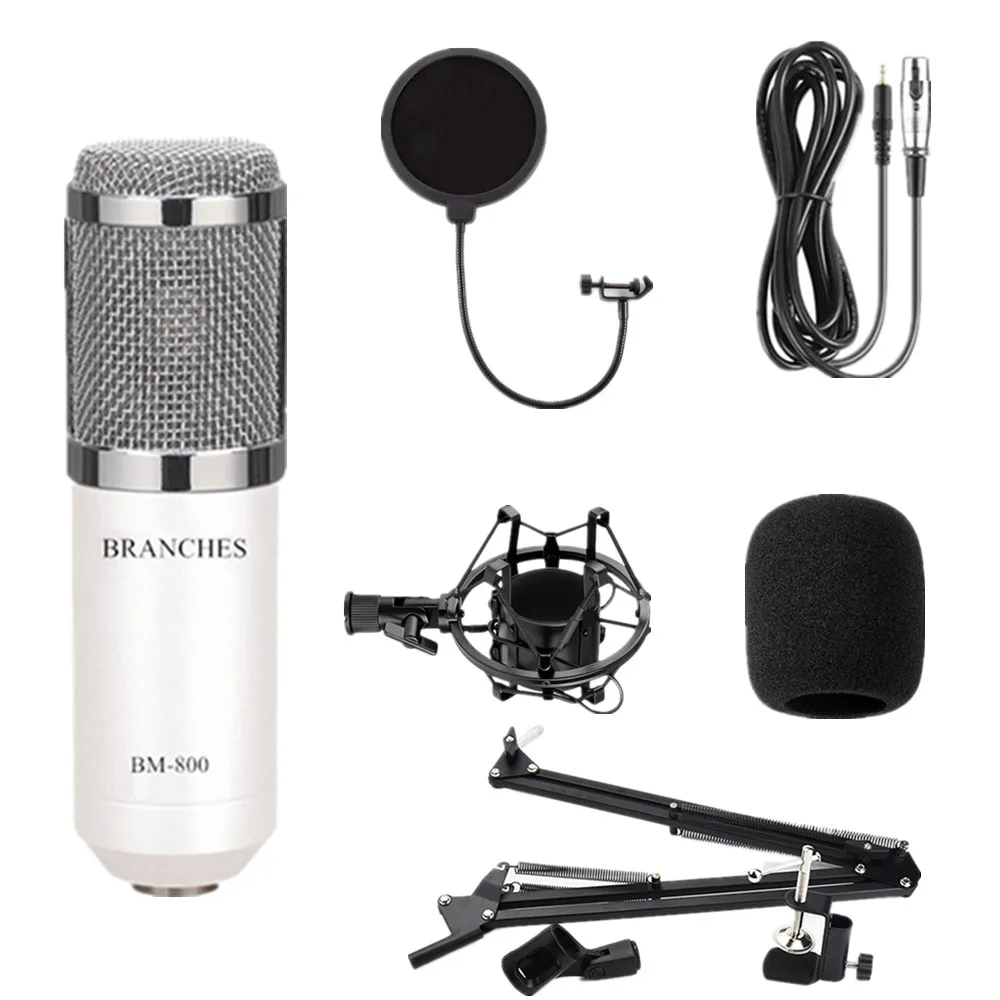 Package2 White BM800 караоке микрофон студия Конденсатор mikrofon KTV BM 800 микрофон для радио braodcasing поет и записывает компьютер bm-800 - Цвет: Package2 White