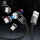 Магнитный кабель Lovebay для быстрой зарядки TypeC кабель магнитное зарядное устройство микро USB кабель Мобильный телефон 360  + 180  вращение шнер магнитный