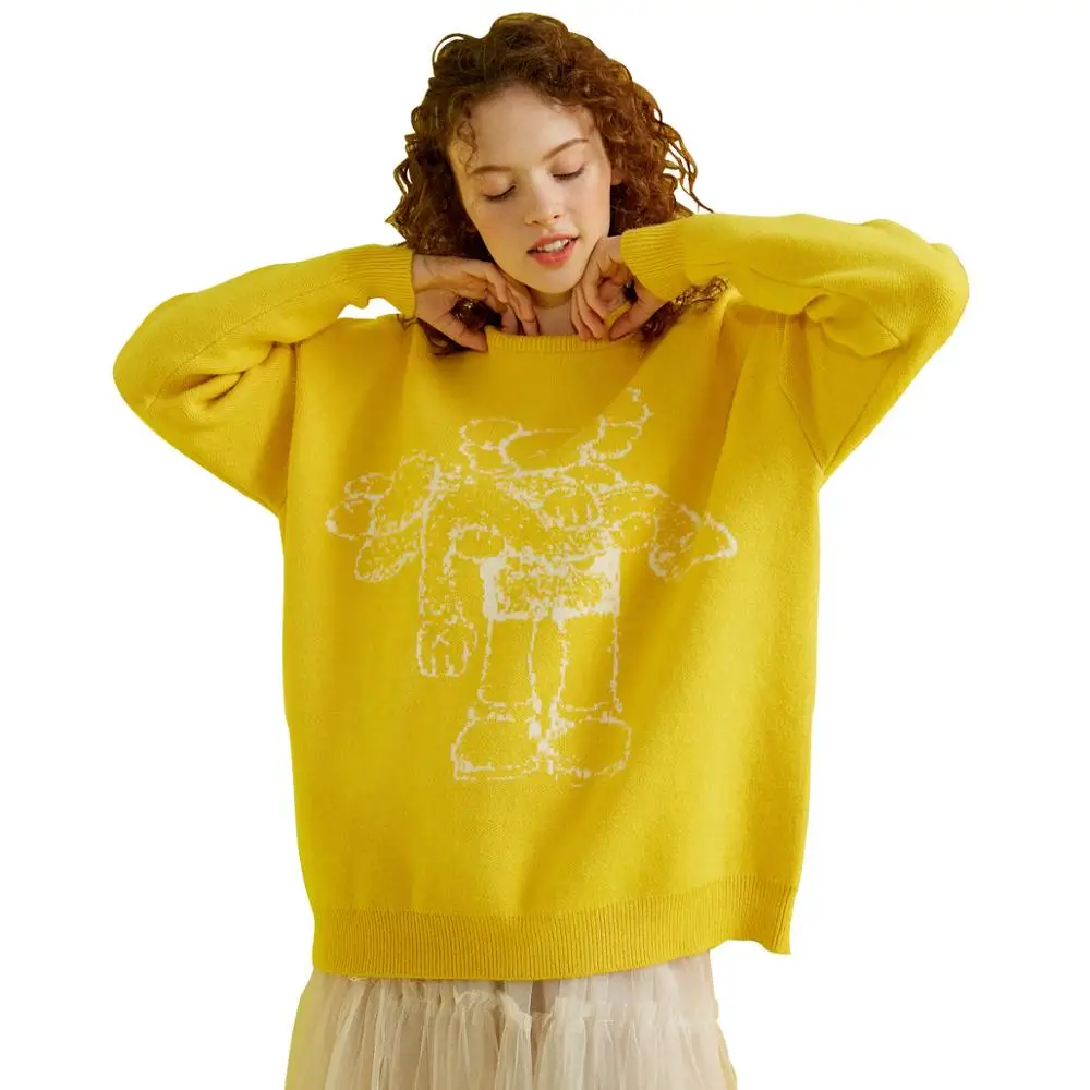 Женский Повседневный пуловер UNIFREE Свободный с круглым вырезом и длинными