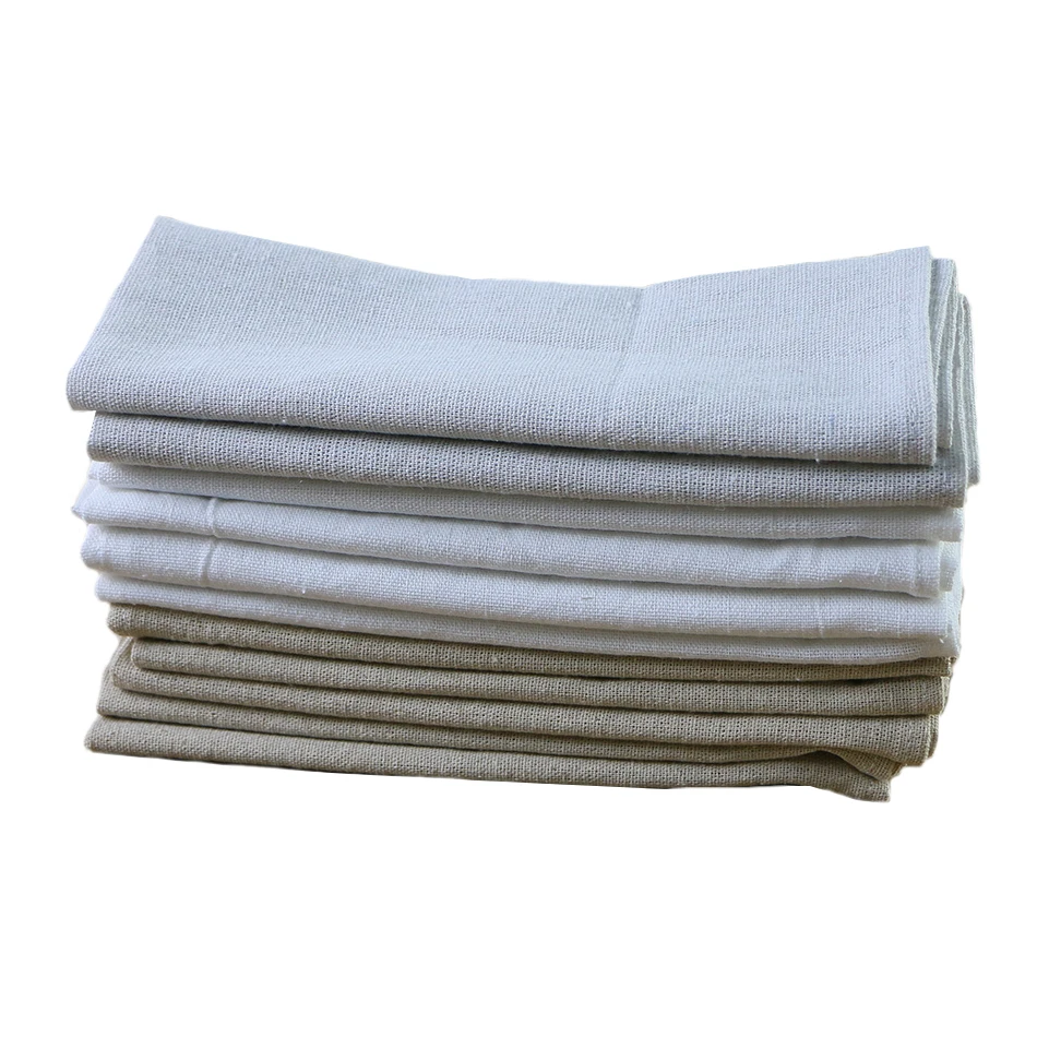 

18x18inch Cheap Cloth Napkins Polyester Linen Fabric Table Mat for Kitchen Dining Wedding Decoration Original Hemp White Color