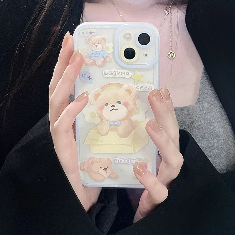 

Sunshine Bear Clear Phone Cover For iPhone 11 13 12 Pro Max Mini 6 6S 7 8 Plus SE 2020 XR X XS Max Soft Silicone TPU Back Case