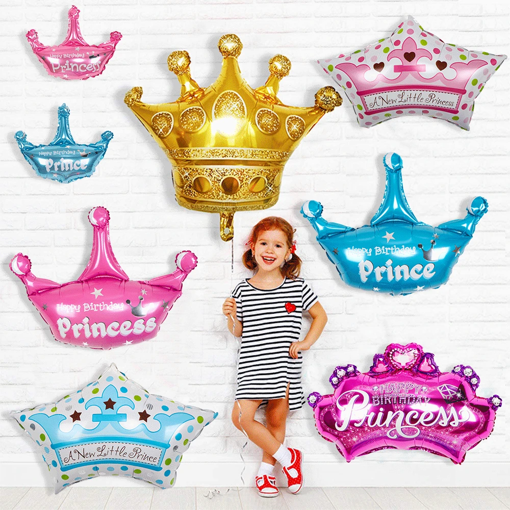 

Crown Balloon For Kids Aluminum Foil Film Birthday Party Decoration Scene Gender Reveal Children's Day For Princess and Prince