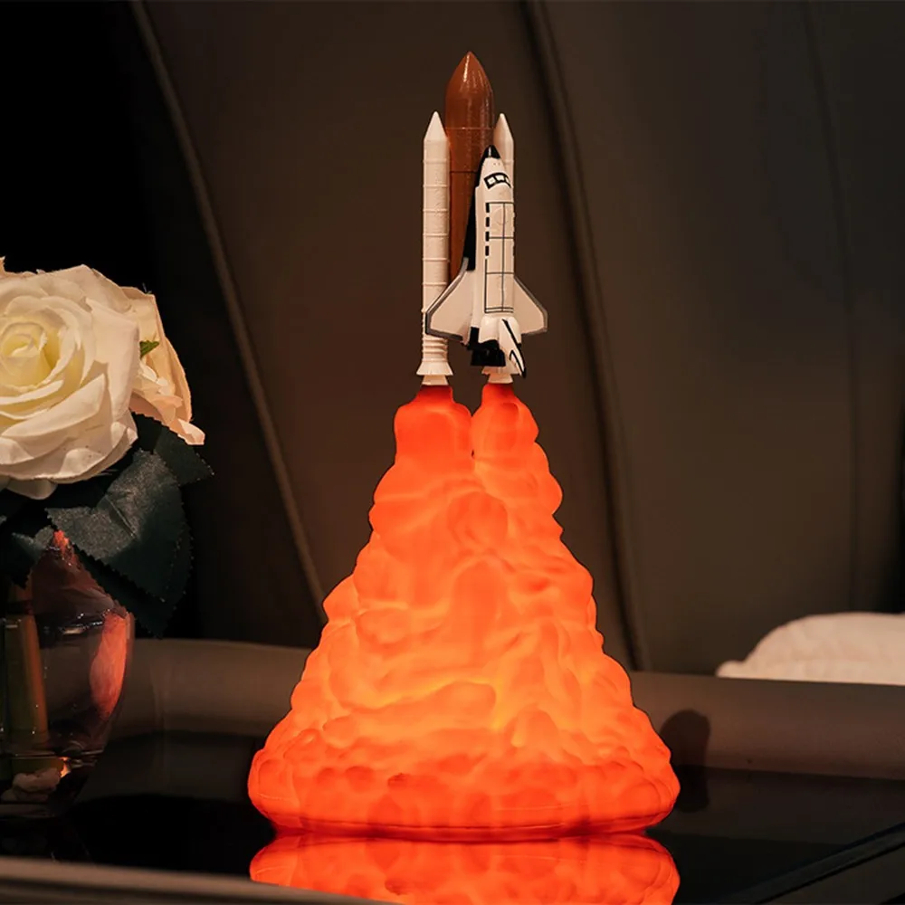 1pc 3D Printing Rocket Light Lunar Space Shuttle Smart Home Night New Exotic Table Lamp | Дом и сад