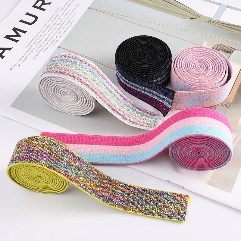 

10Yards Stripe Elastic Bands 25MM（0.98） Elastic Ribbon For Headwear Clothing Bags Trousers Rubber Webbing DIY Sewing Accessories