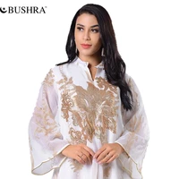 bushra fashion sequined beading abaya dubai arabic muslim fake two piece hijab islam clothing dress womens vestidos robe