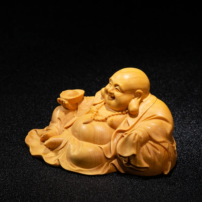 12 см смешная статуя из золотой слиток деревянная подарки Будды искусственные