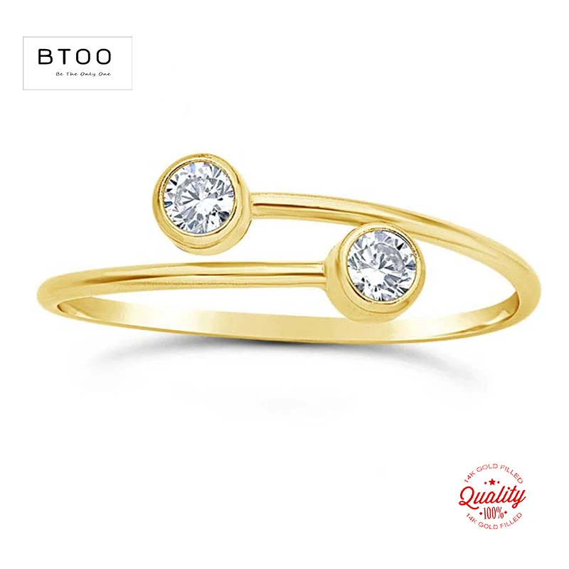 14K Gold Filled 3มม.สีขาว AAA Zircon แหวน Boho Gold เครื่องประดับ Minimalist Knuckle แหวน Anillos Mujer Gold แหวนผู้หญิง