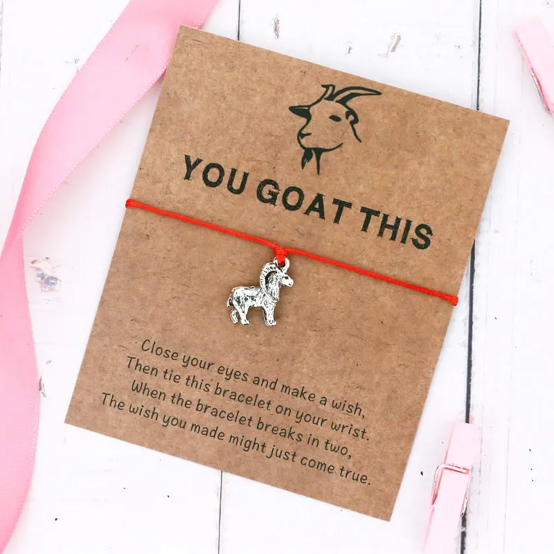 Винтаж You Goat этот браслет желаний Animal Charm Wish Card браслеты дружбы ювелирные изделия