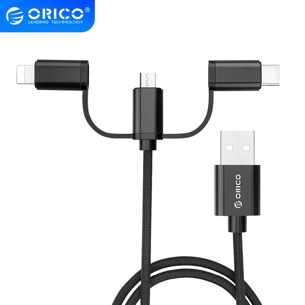 ORICO HT3 все в одном USB кабель A для освещения/Micro B/Type C зарядки iPhone Samsung Huawei P20
