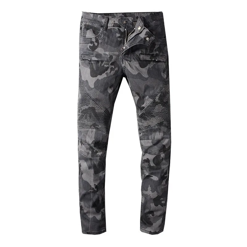 KIMSERE Мужская мода дизайнерские байкерские Джинсы Марка NEW fashion Hi Street камуфляж