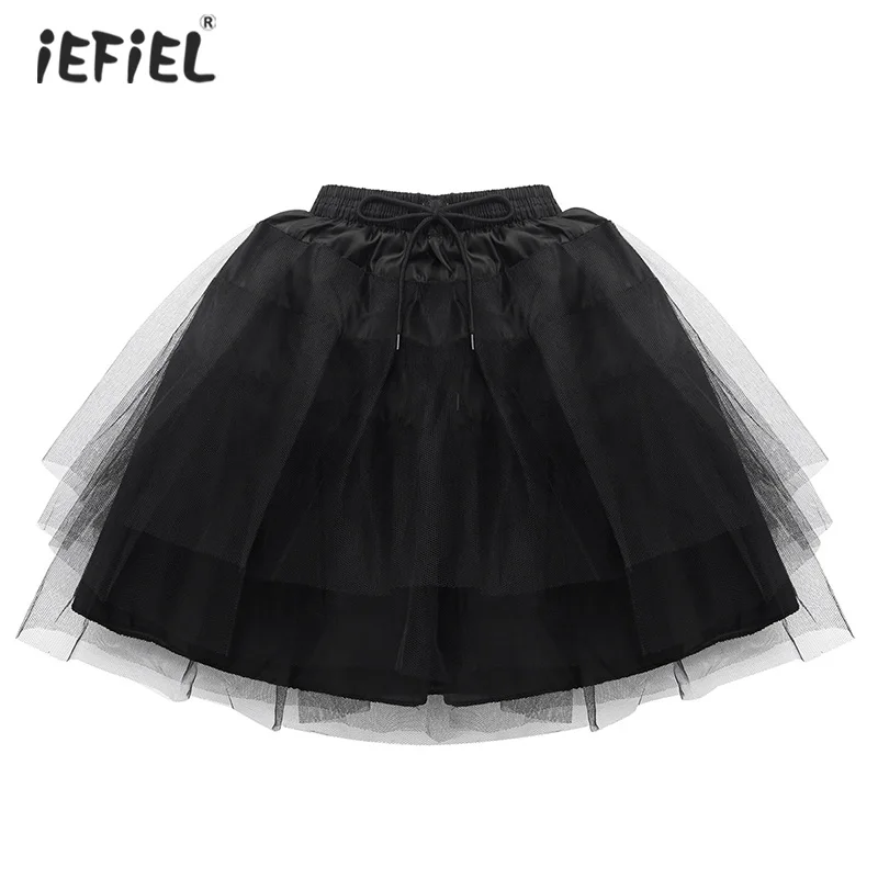 Iefiel для детей девочек Hoopless 3 слоями сетки Пышная юбка трапециевидной формы