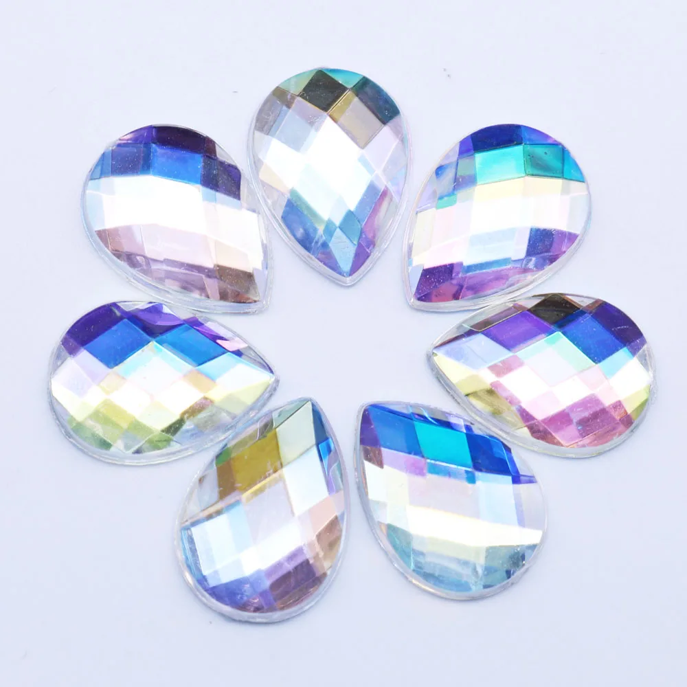 40pcs10*14 flash Стразы Кристалл AB не-тепловой фиксированной плоской задней непористой ткани одежда Стразы декоративный камень для ногтей SZ018 - Цвет: White