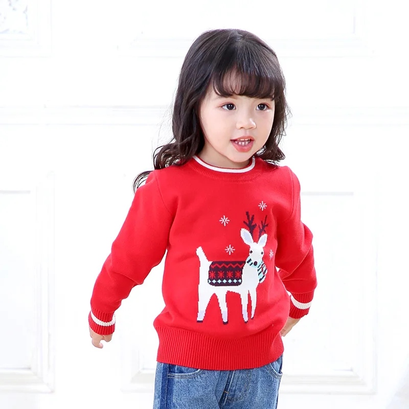 Рождественский свитер для маленьких девочек На каждый день вязаный с