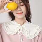 Модный воротник для девочек, искусственный воротник, кукла Лолита, двухслойный воротник с оборками, однотонный, белый, черный воротник, шейный ободок на плечо