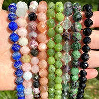 natural faceted tourmaline round loose gemstone beads fit diy bracelet necklace size 68mm 7 5 for jewelry making wholesale