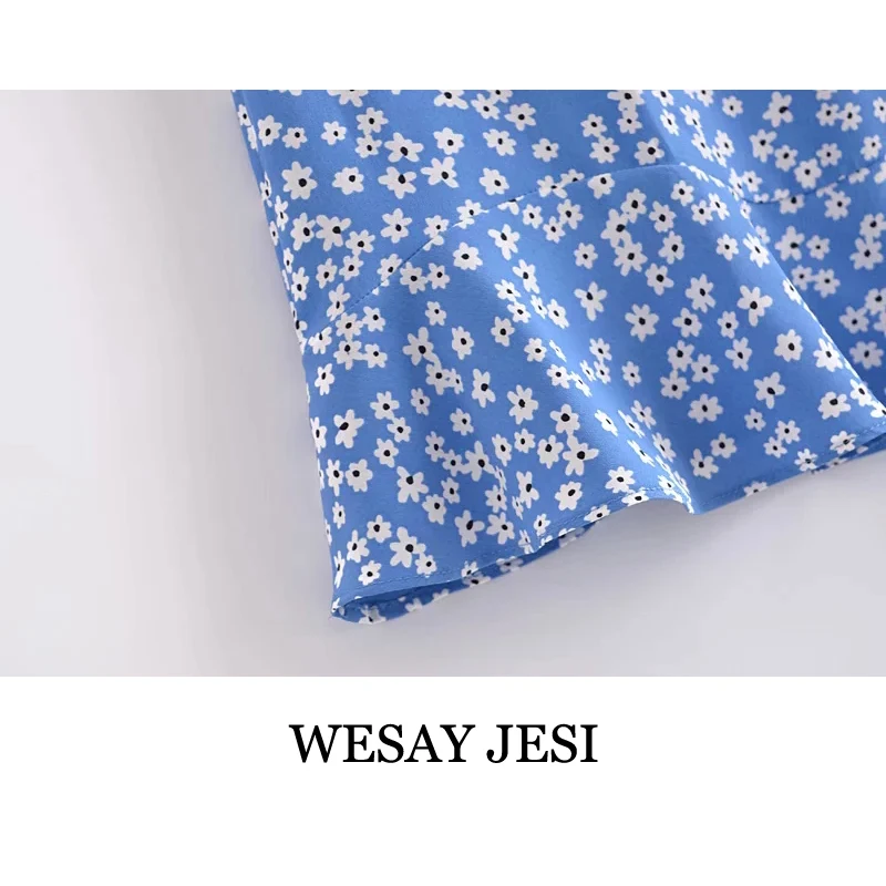 

WESAY JESI Summer Dresses For Women 2021 Floral Print Mini Dress Spaghetti Straps Sleeveless Backless Vintage Female Sundresses