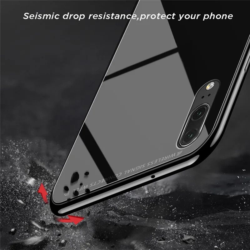 Non-slip Tempered glass phone case For huawei P30 pro caes for lite P20 honor 10i 20i All-inclusive back cover |
