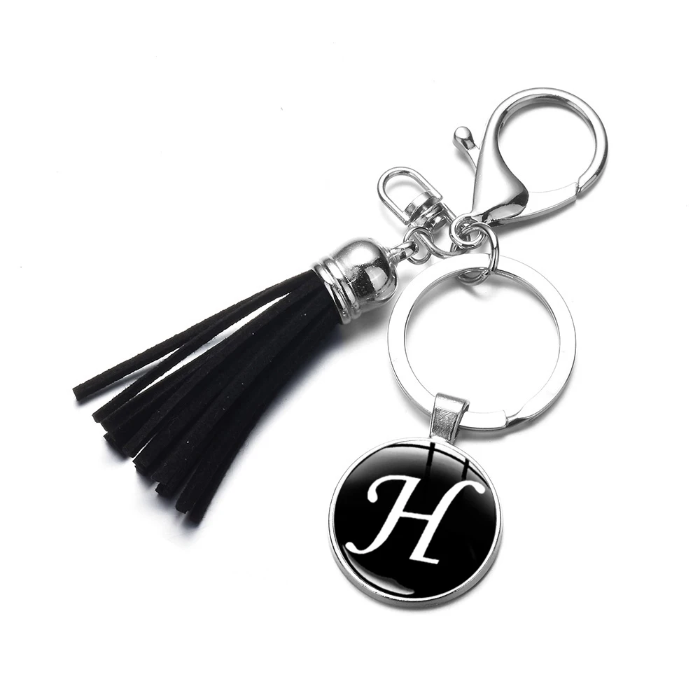 Простой женский брелок с 26 английскими буквами стеклянный драгоценным камнем