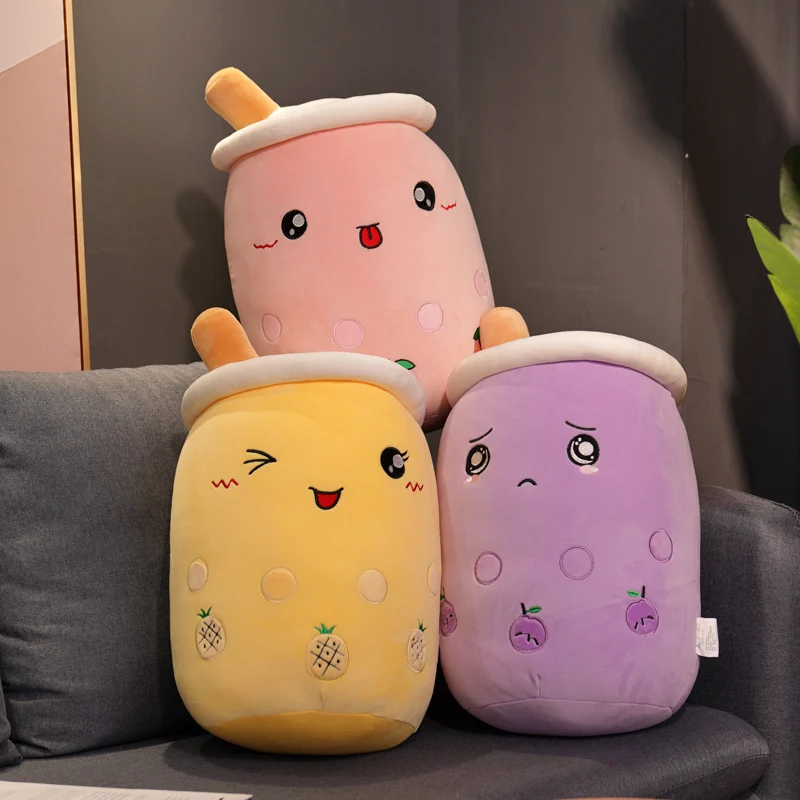 

50 см мультяшная чашка BoBa для молока и чая, плюшевая игрушка, мягкие фрукты, клубника, плюшевые жемчужины, подушка для детского дня рождения и ...