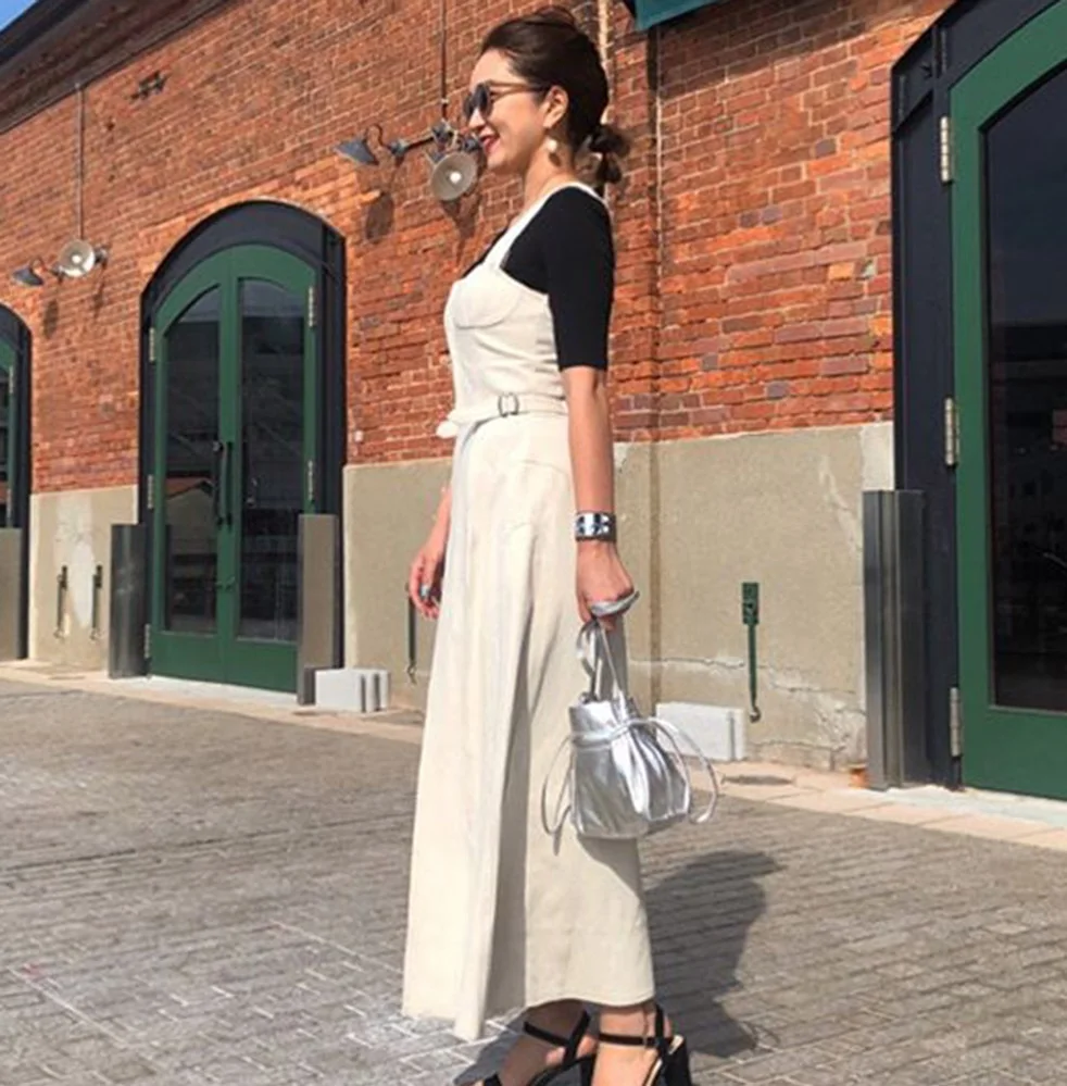 

Denim Dress Women 2020 Spring Korean Fashion Causal Halter Blue Jeans Long Midi Pleated Dresses Brown Robe Sundress Vestidos