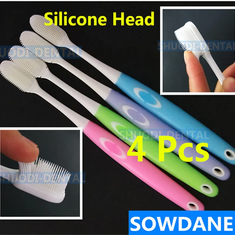 4 Pcs Mixed 4 шт. зубная щетка для чистки зубов, отбеливающая щетка, силиконовая головка, гелевая зубная щетка, ультра мягкая зубная щетка, 121 щетка для ухода за полостью рта - Цвет: 4 Pcs Mixed