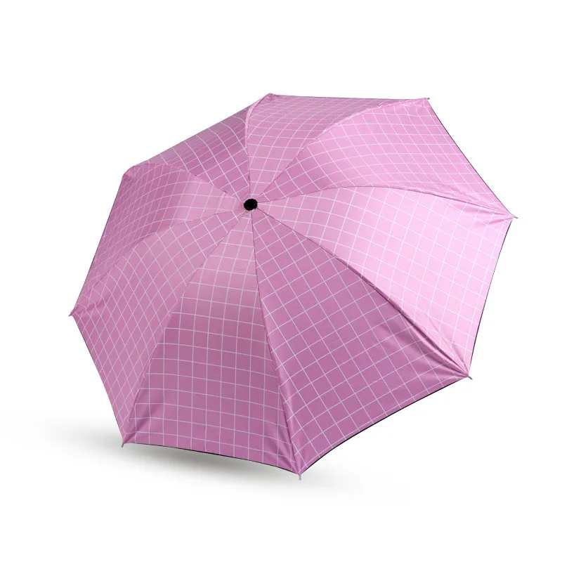 Зонтик в клетку черно белый женский зонт 3 складной от дождя двойного назначения