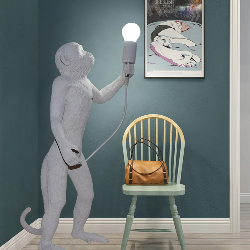 

Nordic Creative Resin Led Monkey Floor Lamp Industrial Style Living Room Decoration Lamp Restaurant Indoor Animal Standing Lamp