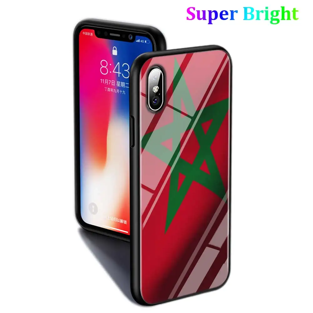 Черный чехол с флагом Марокко для iPhone 11 11Pro X XR XS Max 8 7 6 6S Plus 5S 5 SE глянцевый телефона |