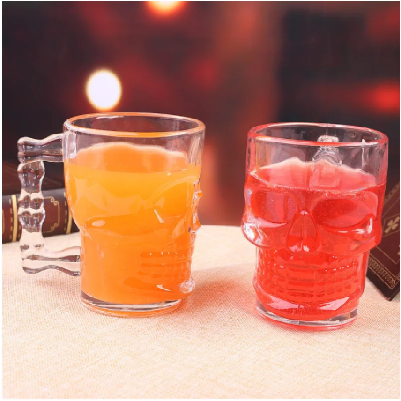 Стеклянная пивная чашка с черепом большие чашки ручкой для пива чая сока вина