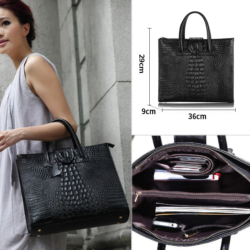

Leather 2019 Women Shoulder Crossbody Bag Designer Crocodile Pattern Luxury Leather Female Big Tote Ladies OL HandBags