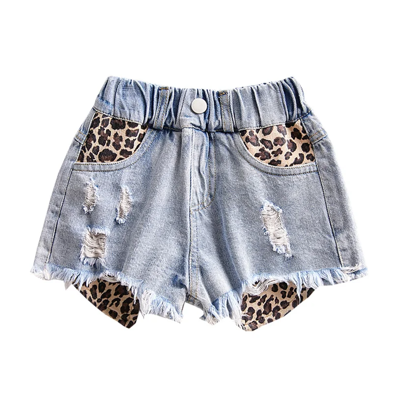 

Girls Shirt Ripped Denim Shorts Korean Style New Summer Fashion Shorts Baby Children All-game hot Pants