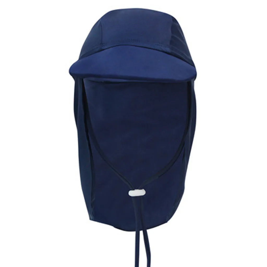 Dark Blue Детская летняя солнцезащитная Кепка с рисунком из мультфильма для маленьких мальчиков и девочек, дышащая солнцезащитная Кепка с клапаном на шее, шапочка для плавания - Цвет: Dark Blue