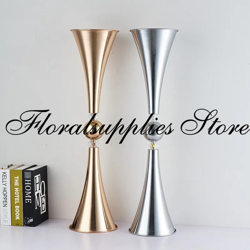 

New 75CM Gold/Silver Tabletop Vase Metal Wedding Flower Vase Table Centerpiece Metal Flowers Vases For Wedding Decoration