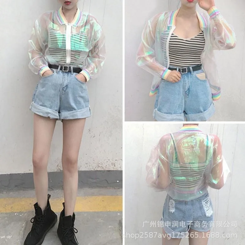 2019 женская летняя бейсбольная Солнцезащитная куртка в стиле Харадзюку с