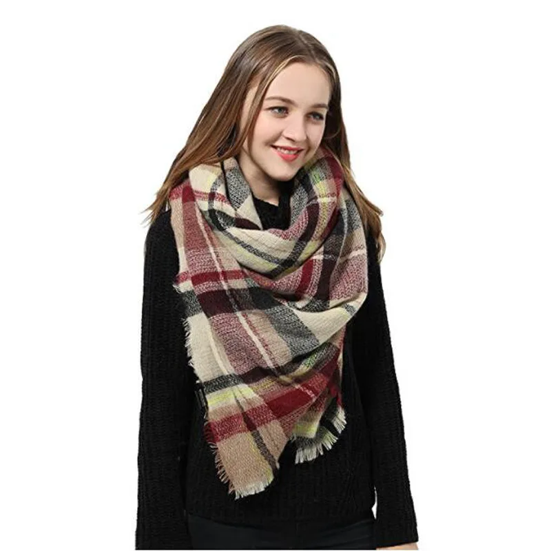 2019 женский зимний шарф классический клетчатый большой теплый мягкий кашемировый