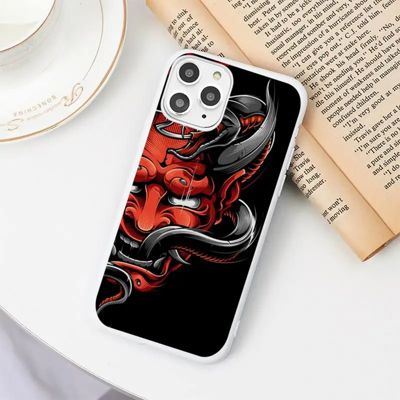 

Japanese Oni Hannya Demon Mask Phone Case Candy Color for iPhone 6 6S 7 8 11 12 XS X SE 2020 XR mini pro Plus MAX funda