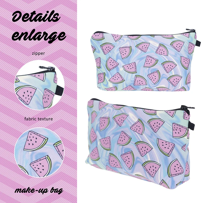 Мультяшный арбуз авокадо принт с фруктами косметичка переносной дорожный