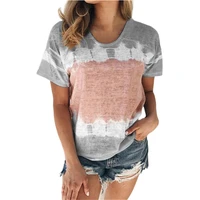 ladies new 2021 summer casual tie dye fashion pullover loose round neck short sleeved t shirt streetwear