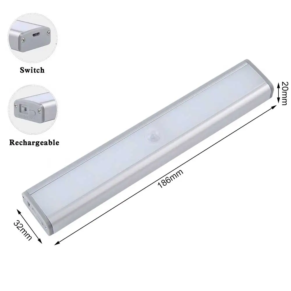 

30 LED Closet Light Motion Rechargeable USB Magnet Strip Cabinet Lamp Night Light For Closet Stairs Kitchen новинка освеение