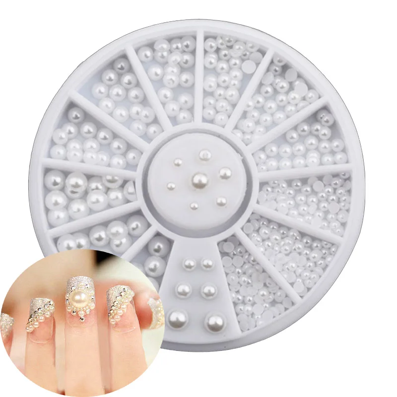 Украшения для ногтевого дизайна 3D белые полужемчужные ювелирные бусины подвески