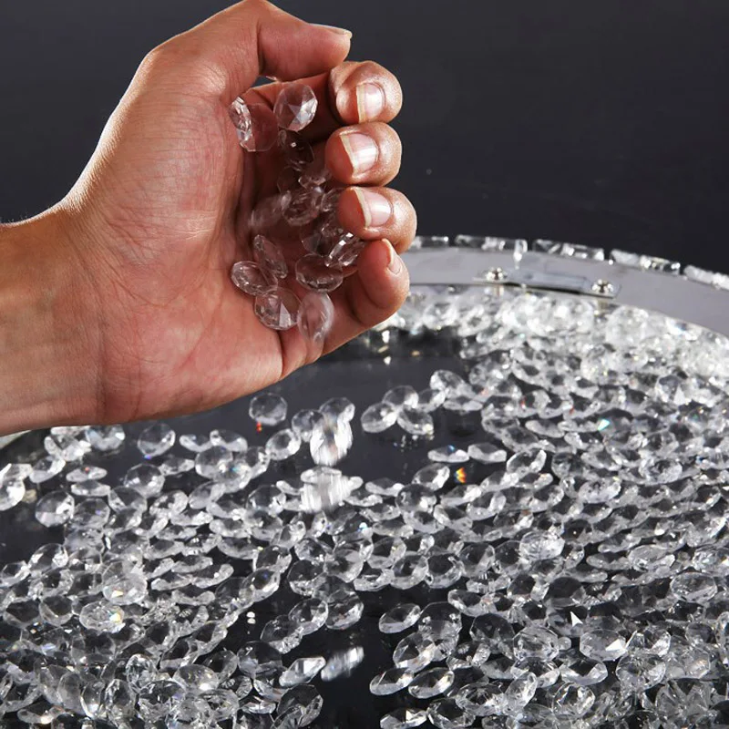 

Home Modern Creative Simple Circular Ceiling Light Crystal Lamp For Home Living Room Bedroom Restaurant With LED Bulbs