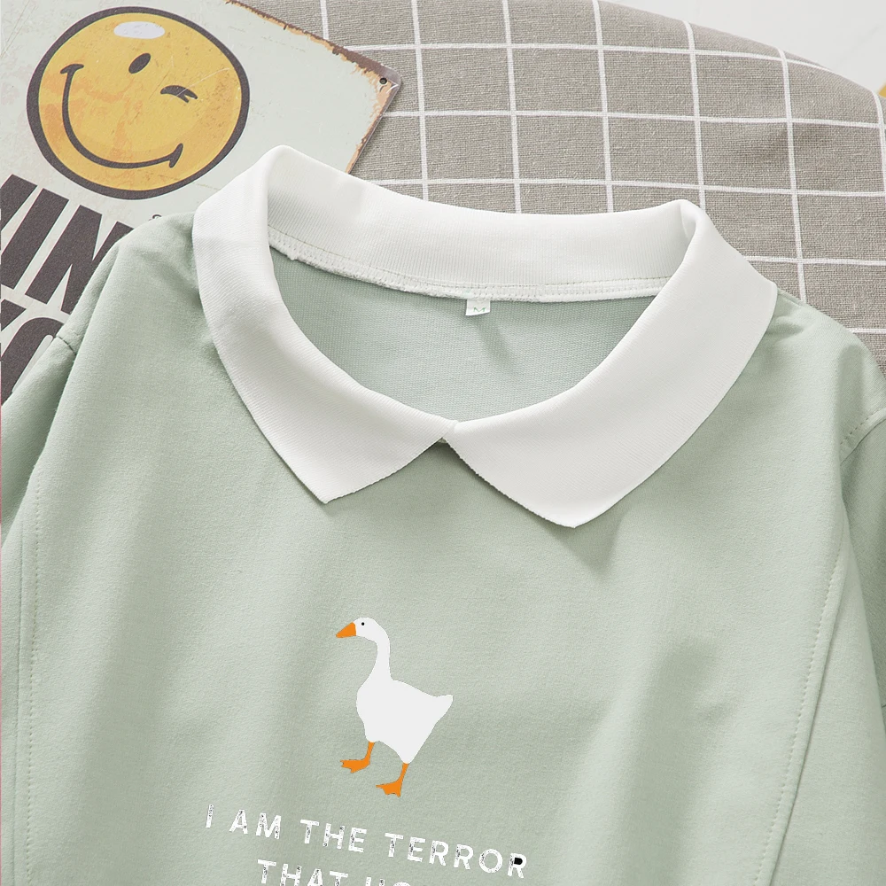 Осенняя тонкая Толстовка большого размера с воротником в стиле Харадзюку |